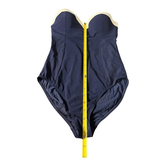 Tory Burch Women's Navy Blue White Padded Lipsi One-Piece Bathing Suit Size M - Picture 3 of 8